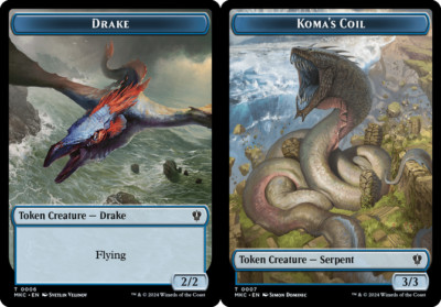4x Near Mint, English Drake (0006) // Koma's Coil (0007) Double-sided Token - Co