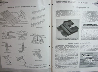 1947 JOHNS-MANVILLE TRANSITE Products Catalog ASBESTOS Roofing Siding Walls Pipe