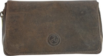 RATTRAY'S PEAT BROWN COWHIDE LEATHER 2 PIPE BAG COMBO POUCH CASE / YKK ZIPPER