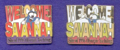 2 Welcome Savannah Georgia Venue Site Olympic Yachting Sailing Izzy Mascot Pins