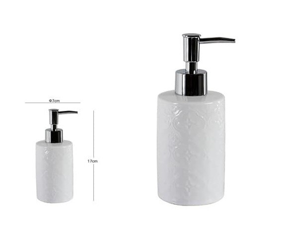 Dispenser Porta Sapone Liquido Portasapone Ceramica Bianca 10317 dfh