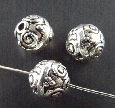 54pcs Tibetan Silver Ball Round Spacer Beads 10x9.5mm 42