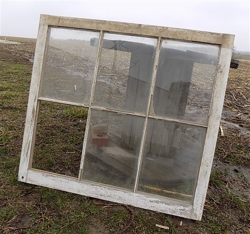 Old Wood Window Frame 6 Panes Rustic Shabby Chic Cottage Decor 31x28.25 gg