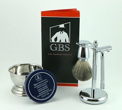 Shaving Gift Set with Merkur Safety Razor, Bowl, TOBS Shave Cream