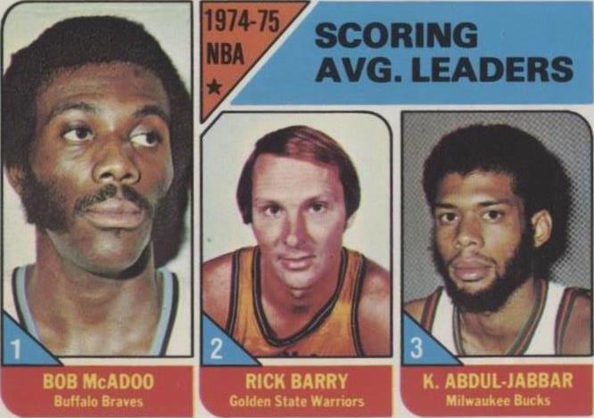 1975-76 Topps - League Leaders #1 Kareem Abdul-Jabbar, Rick Barry, Bob McAdoo