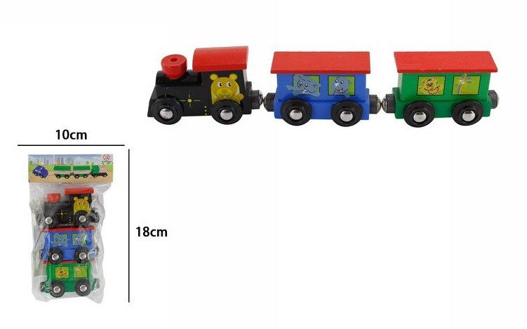 Treno Trenino In Legno Con Animali Colorato Gioco Giocattolo Bambini dfh