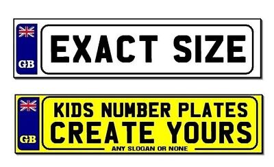 2x Personalised Number Plates 1 front & 1 rear Self-Adhesive for kid Ride on car