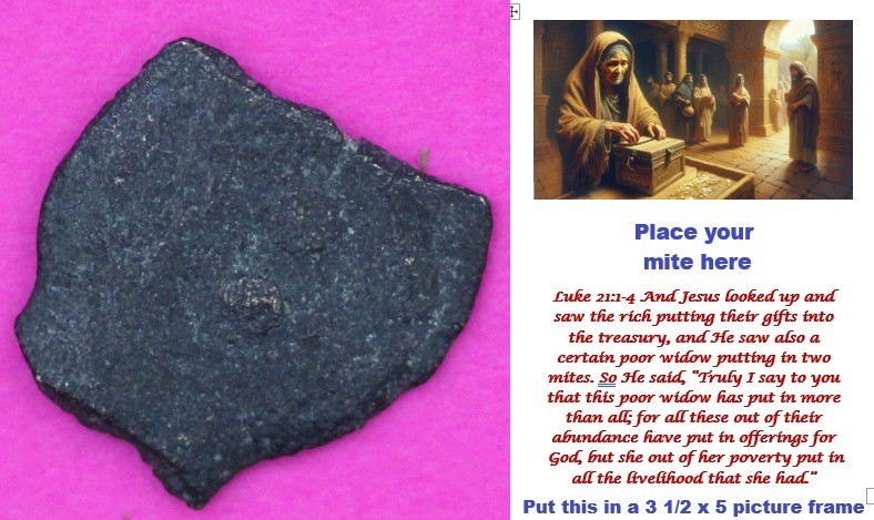 Widows Mite Coin Holy Land Artifact Frameable Display Card Time of Jesus COA 346