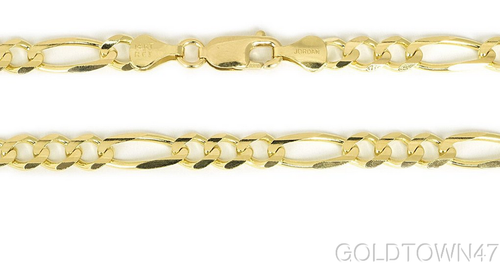 Pre-owned Rch Men's Necklace In 10k 8mm Yellow Gold Figaro Link Bracelet With Lobster Clasp