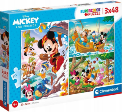 Puzzle 3x48 elementów. Mickey i przyjaciele