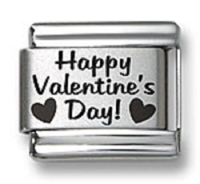 Italian Charm Bracelet Links Laser Happy Valentines Day Hearts 9mm