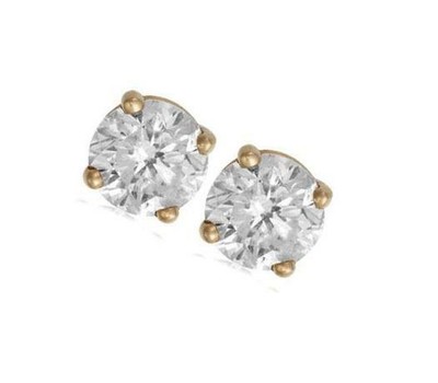Pre-owned Your Own Diamond Solitaire Studs Earrings 0.70ct Round Diamond Prong Set 14kt Solid Yellow Gold In White