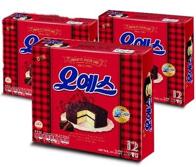 HAITAI OH YES Chocolate coated Cake 12 Pack X 3 Boxes Made in Korea