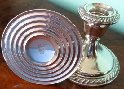 American Pair of Vintage Art Deco Sterling Silver Candle Holders by Alvin