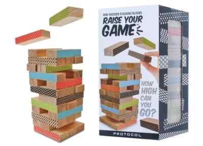 Protocol Mini Wooden Stacking Blocks Game Raise Your Game NEW Sealed