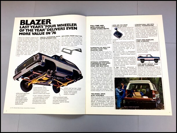 1976 Chevrolet Blazer SUV Chevy Sales Brochure Catalog