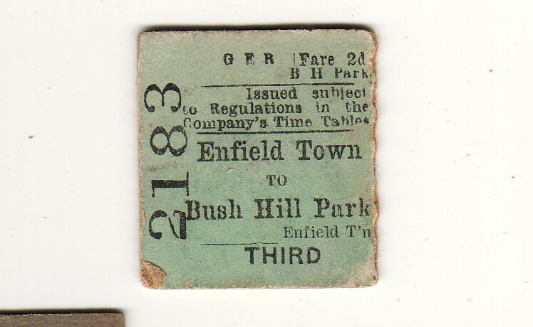 Railway ticket GER Enfield Town - Bush Hill Park 1897