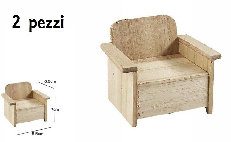 Set 2 Pezzi Mini Poltrona In Legno Naturale Decorare Decoupage dfh