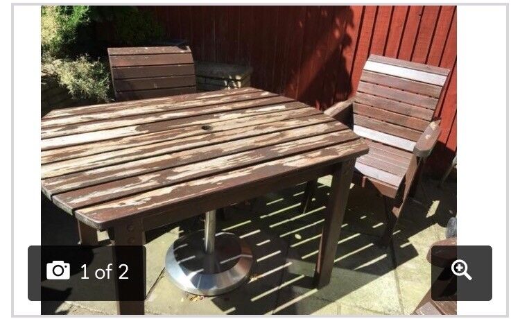 Wooden garden table & chair set | in St Mellons, Cardiff | Gumtree