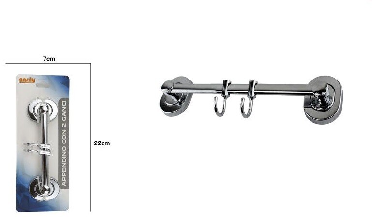 Appendino Con 2 Ganci Porta Asciugamani Accappatoio Cromato Bagno 69192 dfh