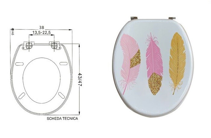 CopriWater Copri Water Sedile WC Bagno Universale Cerniere Acciaio Piume dfh