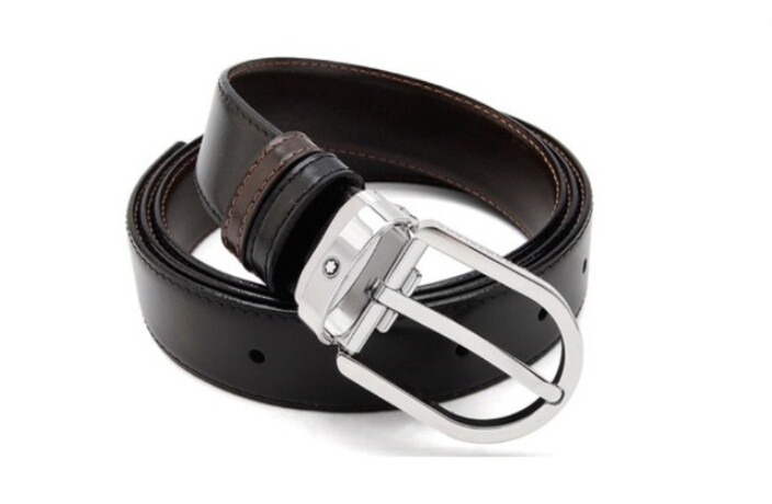 Pre-owned Montblanc 111092 Classic Line Cutting Reversible Belt Leather 1x45 Inch Eu Made In Black & Brown (both Side Use)