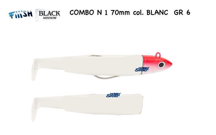 BLACK MINNOW FIIISH SIZE 1BM 494  WHITE RED 6 GR COMBO OFFSHORE+1 CORPS SPINNING