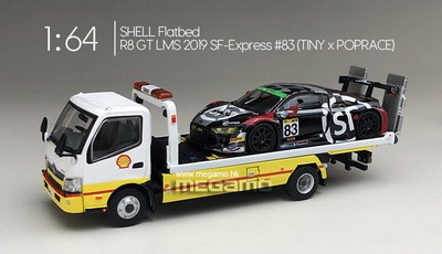 1/64 TINY Toyota Hino 300 Shell Flatbed Tow Truck Working flatbed Diecast Model