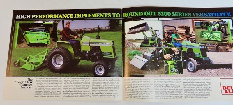 Vintage DEUTZ ALLIS 5220/5230 Compact Tractors 1985 Brochure | eBay