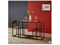 Industrial style table and chairs, nesting style