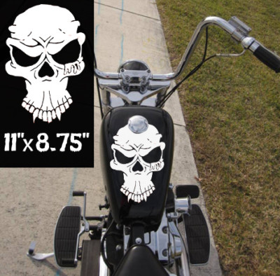 FGD Universal Retro Skull Motorcycle Gas Tank Vinyl Decal / Sticker 11'' x 8.75''