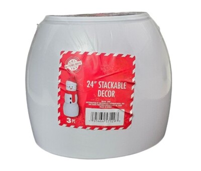 24'' Stacked 3 Pieces Plastic White & Red Snowman Decor