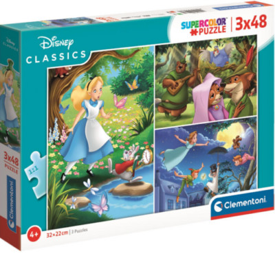 Puzzle 3x48 elementów. Supercolor. Klasyka Disney'a