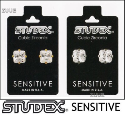 STUDEX SENSITIVE 6mm CUBIC ZIRCONIA FASHION EAR STUDS HYPOALLERGENIC EARRINGS 