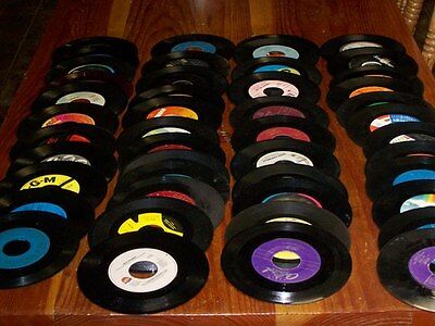 Bulk Lot of 50 - 7" 45 RPM Records For Decorating & Crafts Wide Variety & Genre 