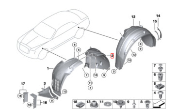 Rolls Royce Ghost, Wraith & Dawn Front Left Wheel Arch - Rear Section