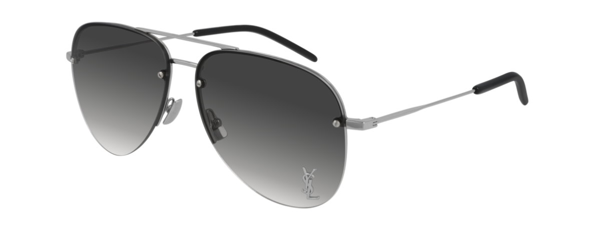 Pre-owned Saint Laurent Classic 11 M 005 Silver/gray Gradient Unisex Sunglasses