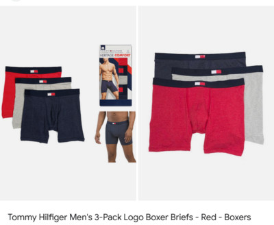 TOMMY HILFIGER men`s 3-pack heritage comfort cotton boxer briefs 3pk Size XL