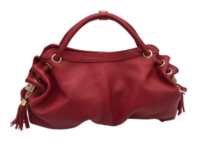 NEW Ameri Leather Women's Musette Leather Handbag Red