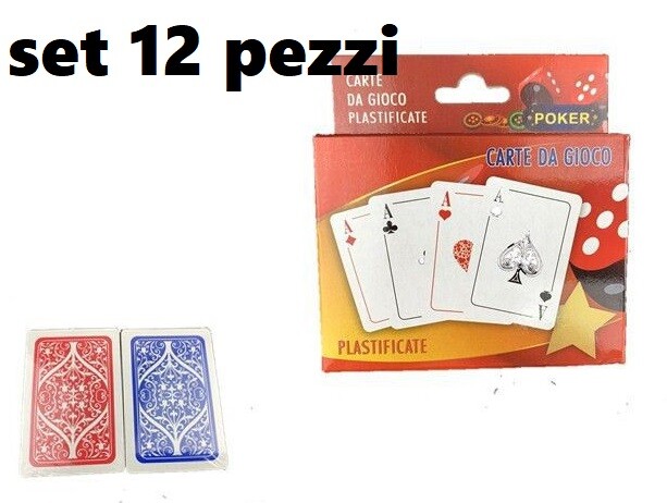 Set 12 Confezioni Carte Da Gioco Francesi 2 Mazzi Plastificate dfh