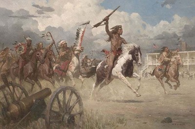 Z. S. Liang Charge of Crazy Horse on Fort Laramie S/N Canvas Giclee Signed MINT
