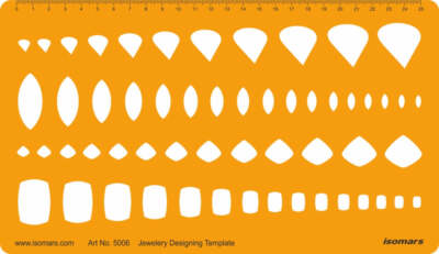 Jewelry Designing Template Fat Square Tear Drop Lens Stone Drafting Stencils