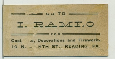 1910 Isaiah Rambo Toy Novelty Store Ad On The Auditorium - 