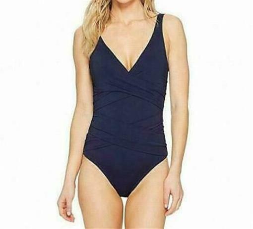 Tommy Bahama Women's 183910 One-Piece Gathered Swimsuit Navy Size 8