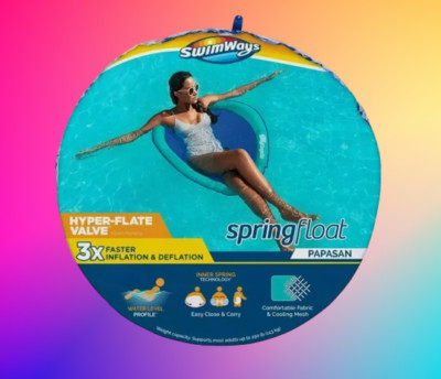 SwimWays Spring Float Chair Papasan Aqua Hyper-Flate Valve 250 LBS