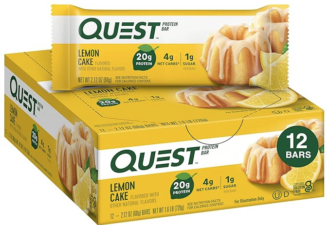 Quest Protein Bar Lemon Cake 12 Count 20g Protein Exp: