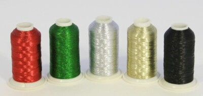 LARGE 5 CONES METALLIC MACHINE EMBROIDERY THREADS KIT