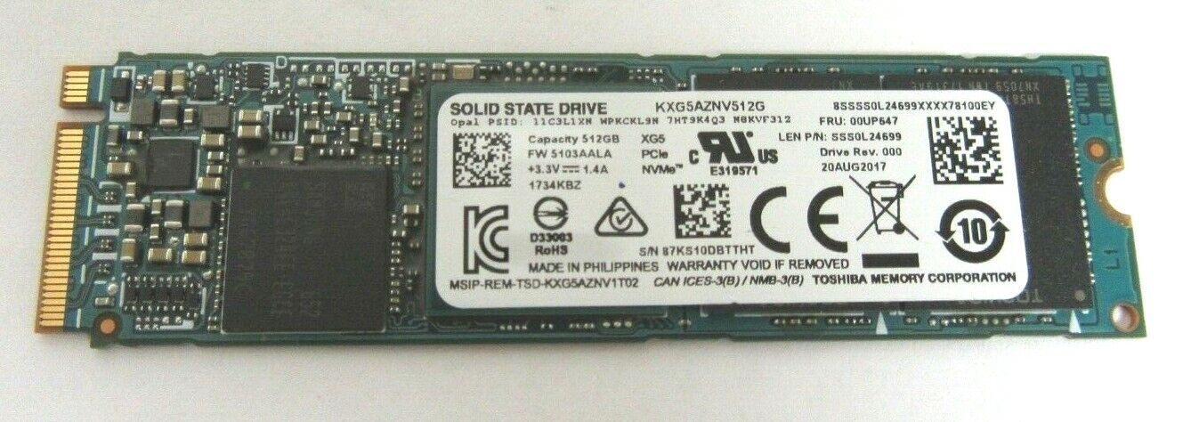Toshiba KXG5AZNV512G XG5 Series 512GB TLC PCI Express 3.0 x4 Toshiba KXG5AZNV512G XG5 Series 512GB TLC PCI Express 3.0 x4
