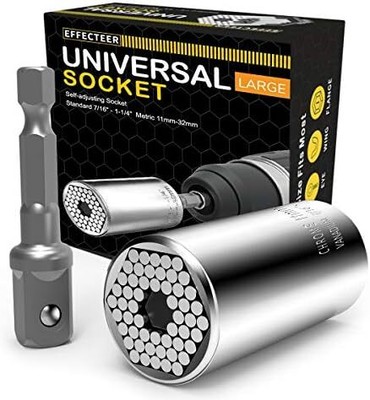 Universal Socket, Self-adjusting Socket Fits Standard 1/4'' - 3/4'' Metric 7mm-1