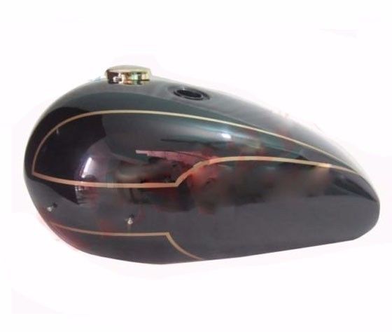 Fits Triumph T140 Black Painted Aluminum Gas Tank With Brass Cap and Tap 